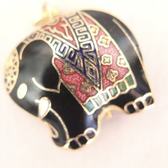 🖤Vintage Cloisonne Pendant Colorful Asian Elephant - Picture 4 of 7